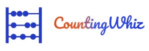 CountingWhiz.com logo featuring the letters 'CW' made from colorful abacus beads, with the website name written below in orange, blue, and navy text.